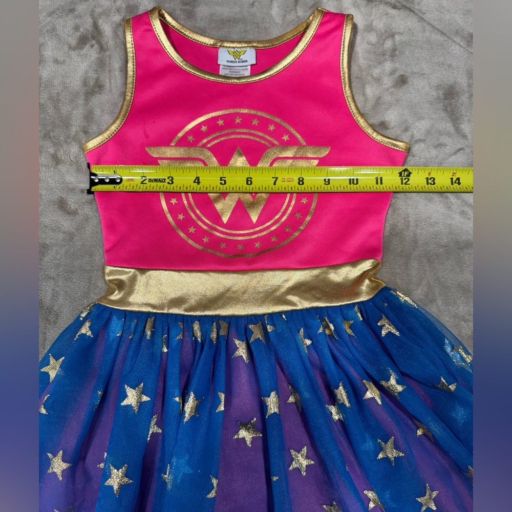 DC Wonder Woman Kids Costume Dress - Pink and Blue with Gold - Picture 8 of 8